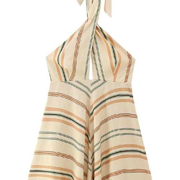 Zara Dresses & Skirts - ZARA Striped Linen Halter Dress – NWT – Size Large